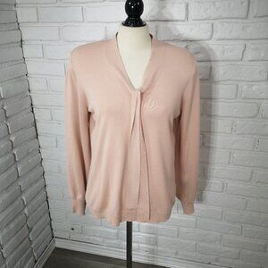 Adrianna Papell Ladies Size XL Light Salmon Tie Neck Balloon Sleeves Sweater
